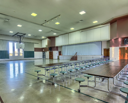 gym used as a cafeteria