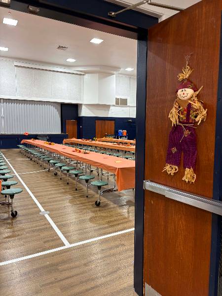 Gym set with fall tables before dinner