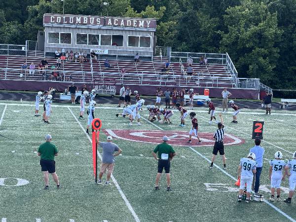 Irish at the line of scrimmage at Columbus Academy