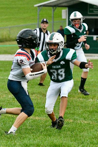 Number 33 lines up to make a stop on defense
