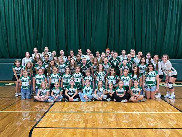 Irish volleyball players of all ages together in the gym