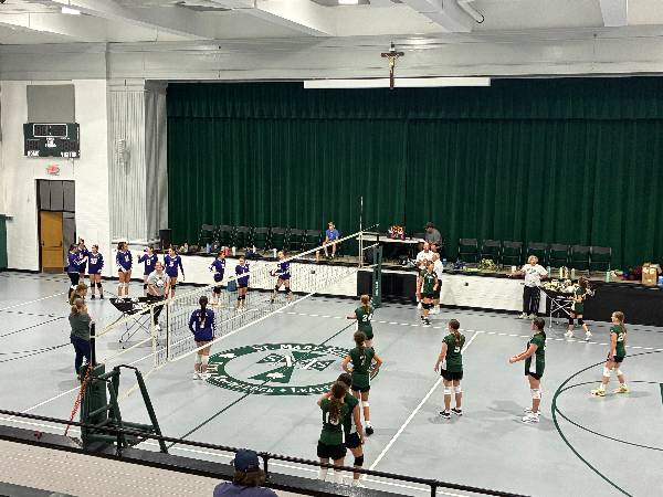 Irish volleyball team warms up before a match